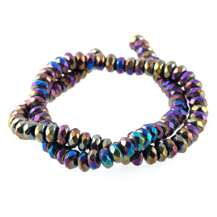 Onyx 8mm Rainbow Plated Rondelle Faceted - 15-16 Inch