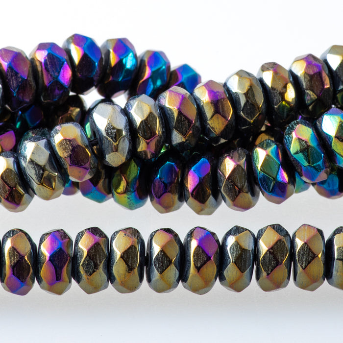 Onyx 8mm Rainbow Plated Rondelle Faceted - 15-16 Inch - CLEARANCE