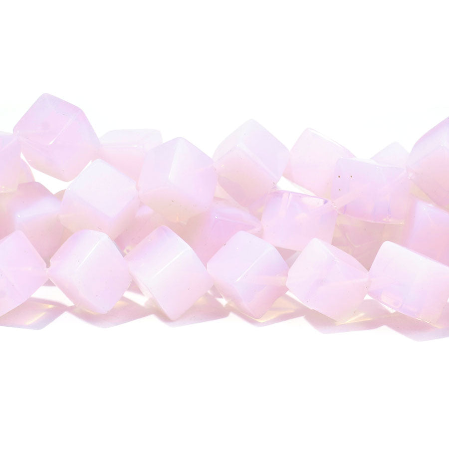 Opalite Pink (Synthetic) 8mm Cube Corner Drilled - Limited Editions - 15-16 inch