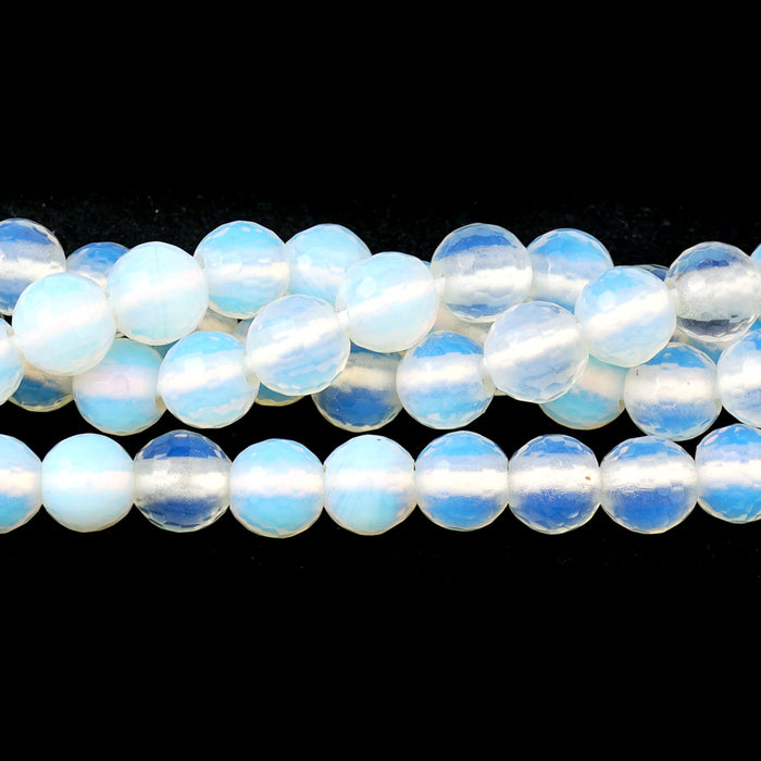 Opalite 8mm Faceted Large Hole Round - 8-inch