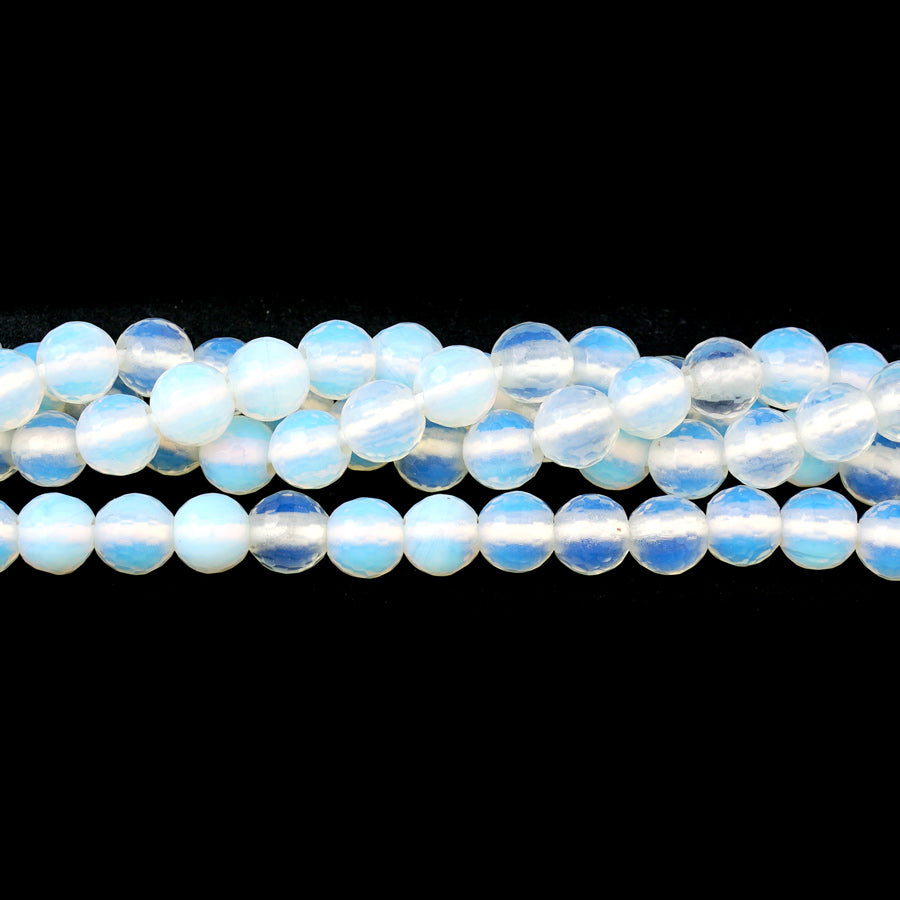 Opalite 8mm Faceted Large Hole Round - 8-inch
