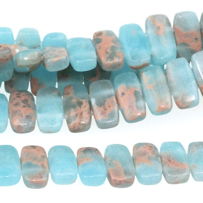 Powder Blue Impression Jasper 5x10mm Double Drill 8-Inch