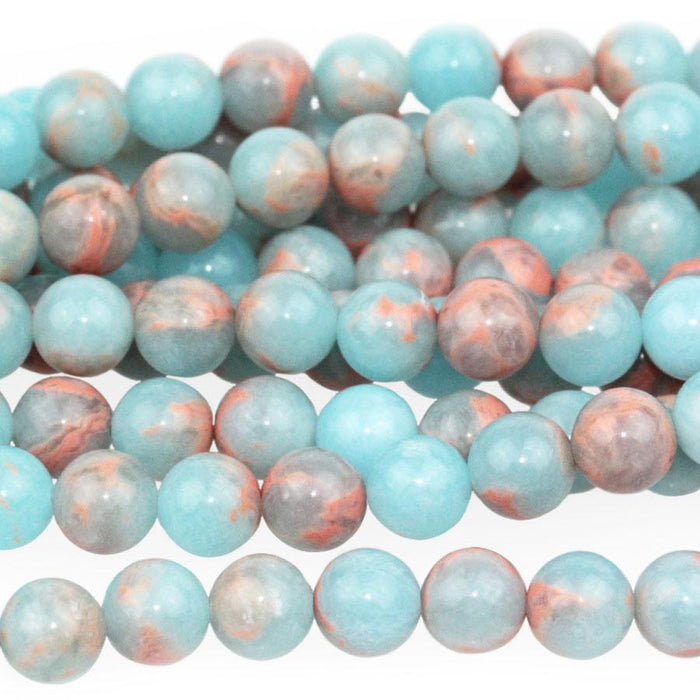 Powder Blue Impression Jasper 8mm Round 8-Inch