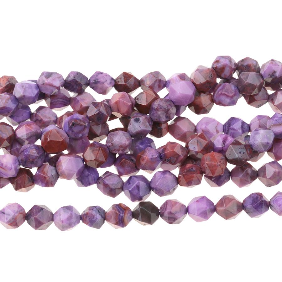 Purple Crazy Lace Agate 6mm Star Cut Round 15-16 Inch