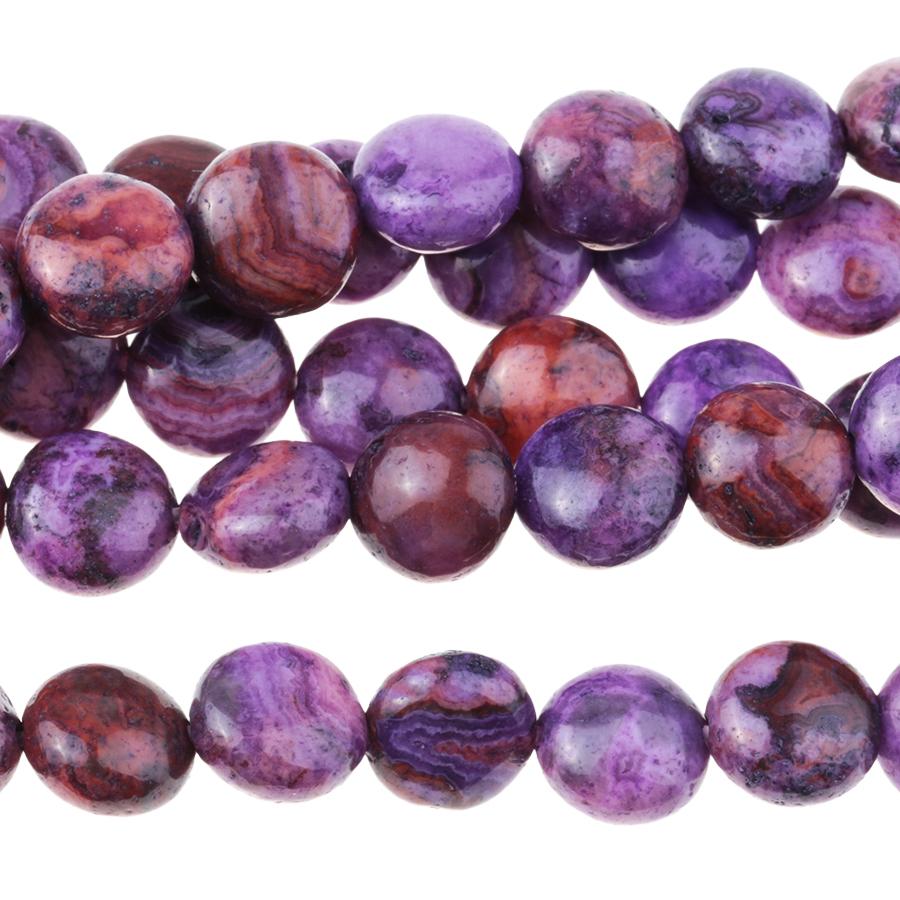 Purple Crazy Lace Agate 8mm Puff Coin 8-Inch — Dakota Stones