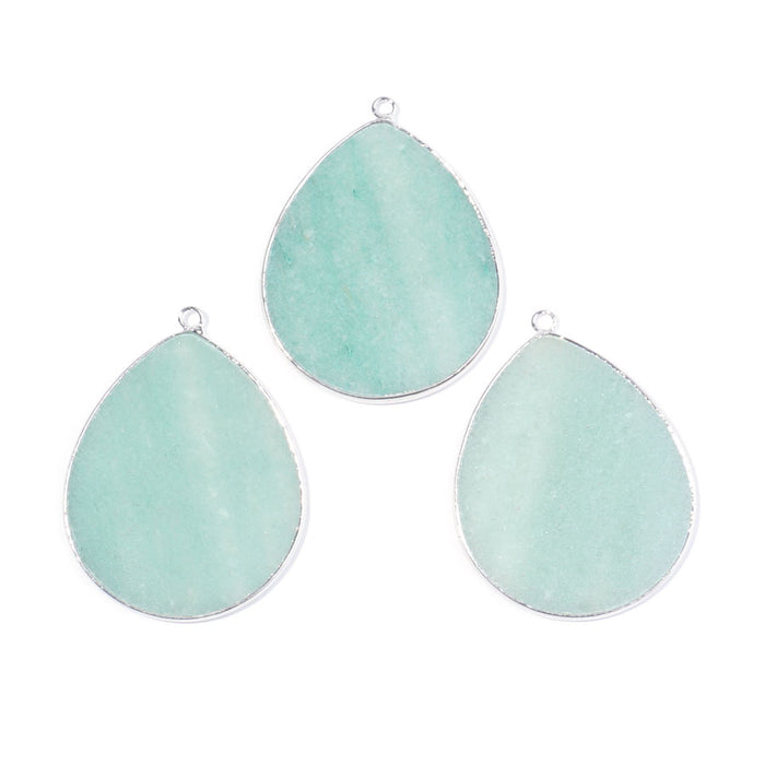 Amazonite 27x34mm Slice Silver Plated - Pendant