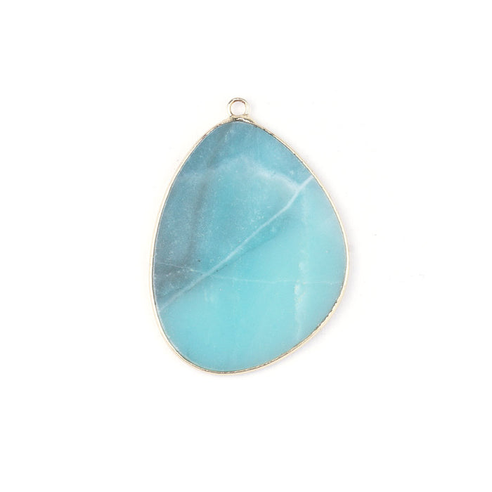 Amazonite 27x34mm Slice Gold Plated - Pendant