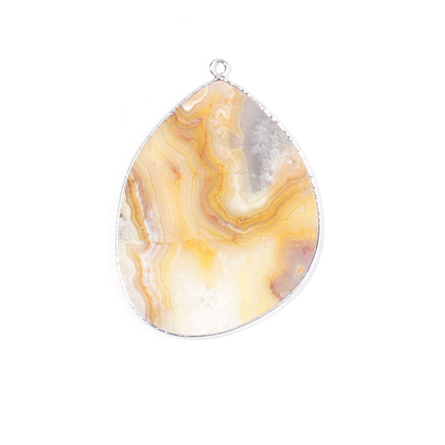 Crazy Lace Agate 27x34mm Slice Silver Plated - Pendant