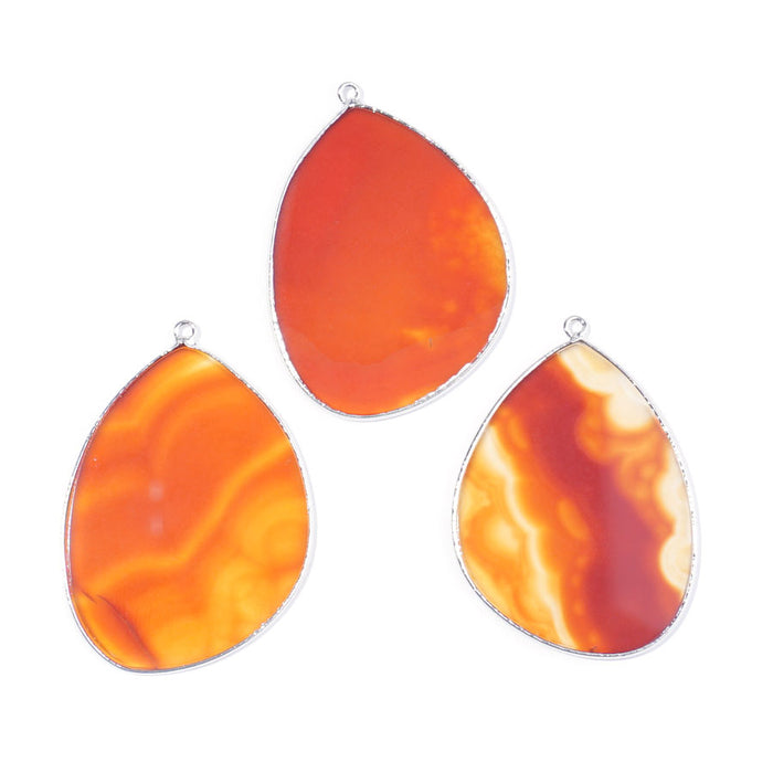 Carnelian 27x34mm Slice Silver Plated - Pendant