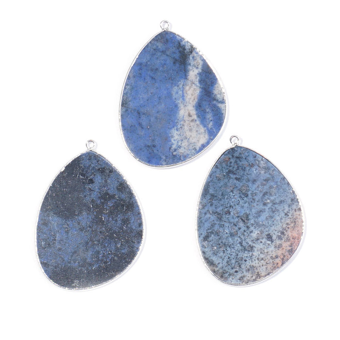 Dumortierite 27x34mm Slice Silver Plated - Pendant