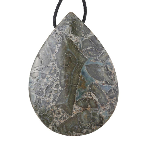 Green Brecciated Jasper 31x52mm Free Form Drop Pendant