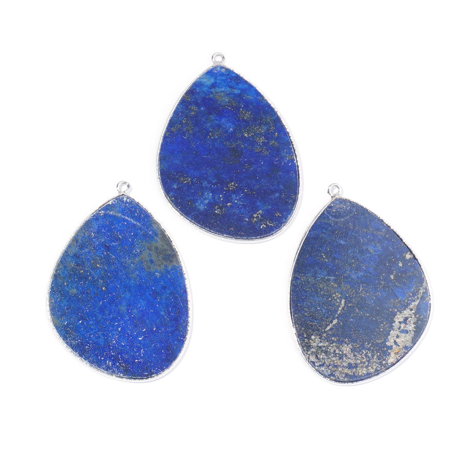 Lapis 27x34mm Slice Silver Plated - Pendant