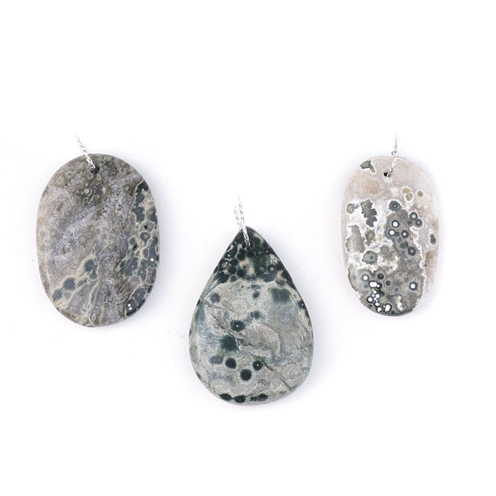 Ocean Jasper 20-40mm Natural Oval Freeform - Pendant