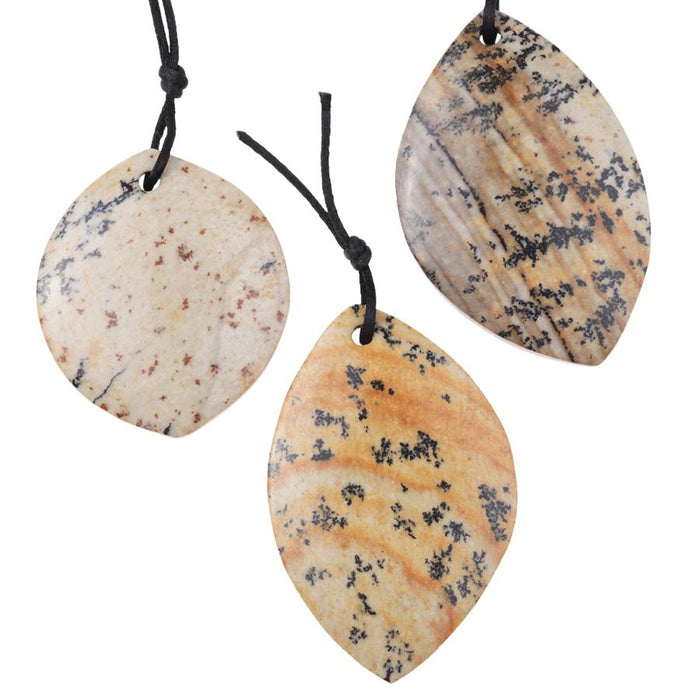 Outback Moss Jasper 35-38x42-62mm Free Form Marquise Pendant