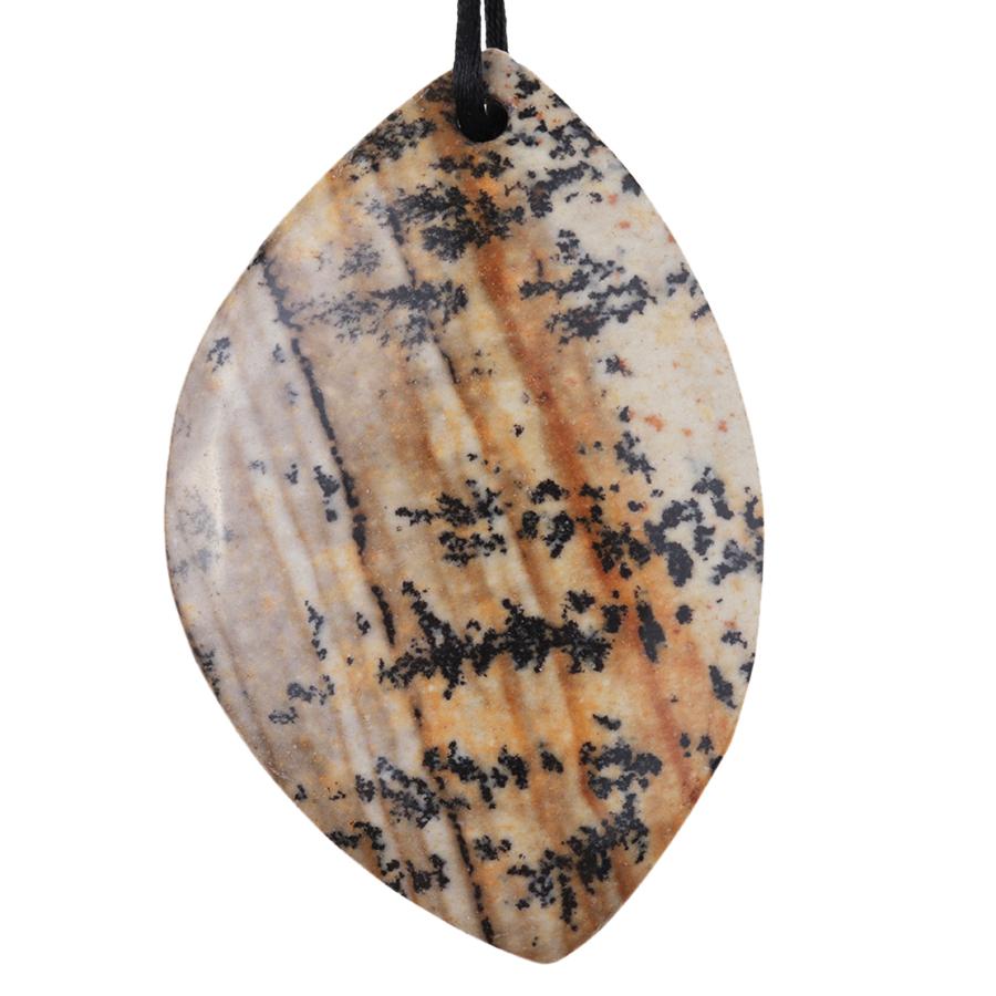 Outback Moss Jasper 35-38x42-62mm Free Form Marquise Pendant