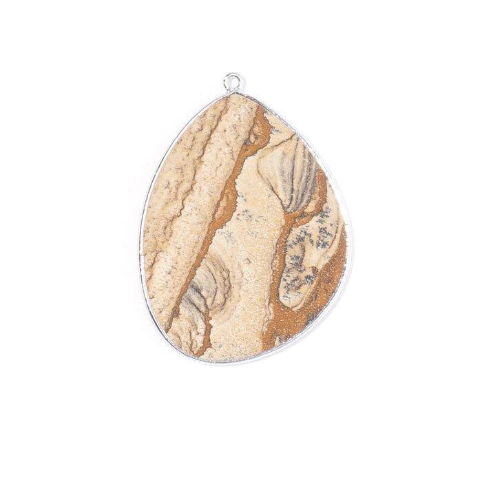 Picture Jasper 27x34mm Slice Silver Plated - Pendant