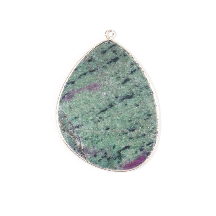 Ruby Zoisite 27x34mm Slice Gold Plated - Pendant