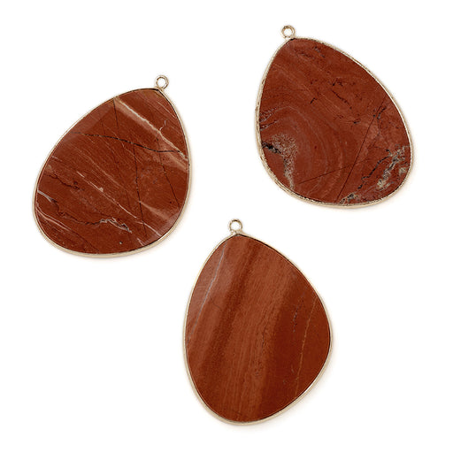 Red Jasper 27x34mm Slice Gold Plated - Pendant