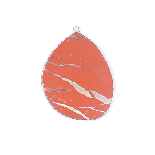 Red Jasper 27x34mm Slice Silver Plated - Pendant