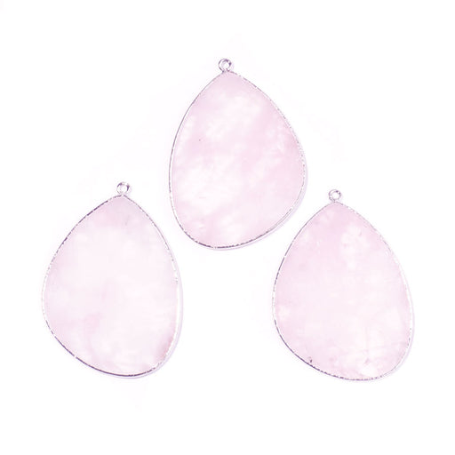 Rose Quartz 27x34mm Slice Silver Plated - Pendant