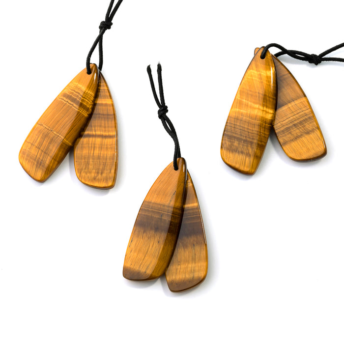 Tiger Eye 13x38mm Fan Pair - Pendant