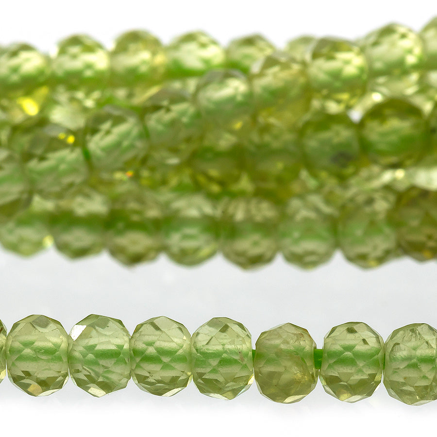 Peridot 3mm Rondelle Faceted A Grade - 15-16 Inch
