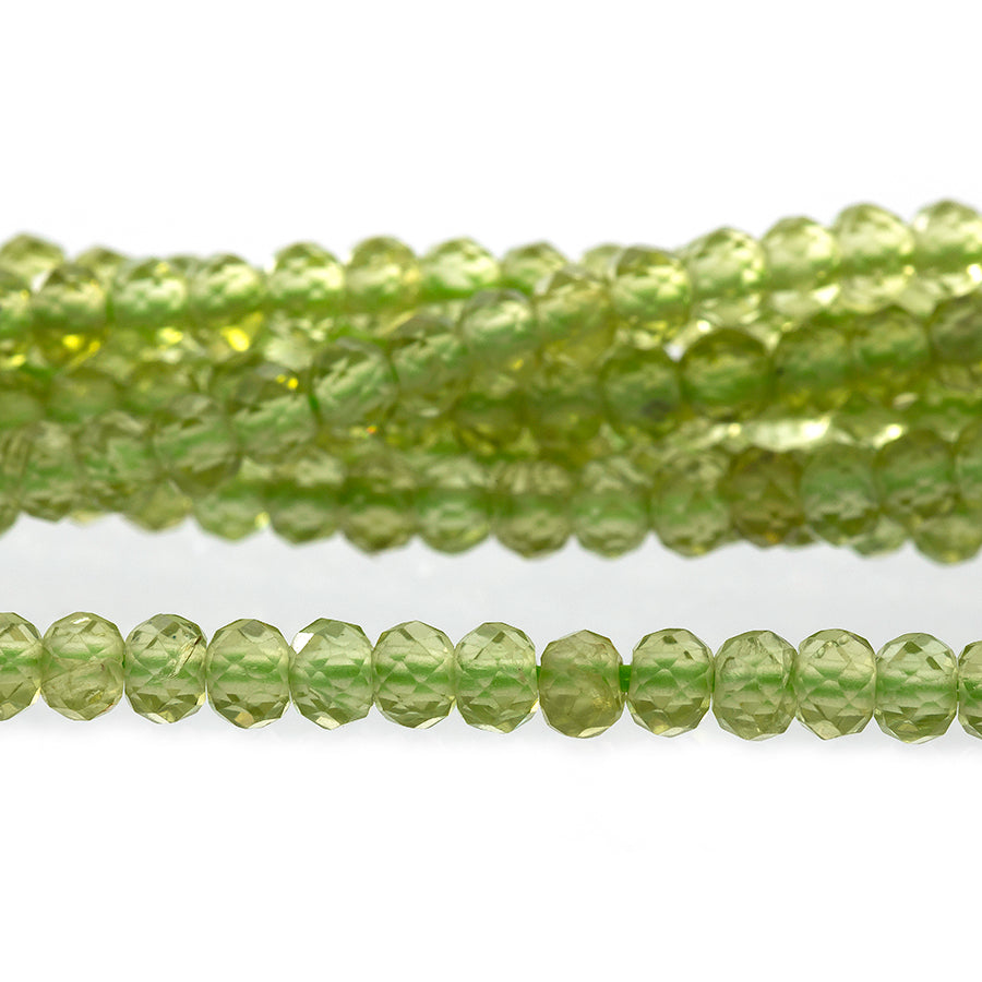 Peridot 3mm Rondelle Faceted A Grade - 15-16 Inch