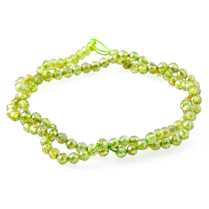 Peridot Plated 4mm Round Faceted - 15-16 Inch - CLEARANCE