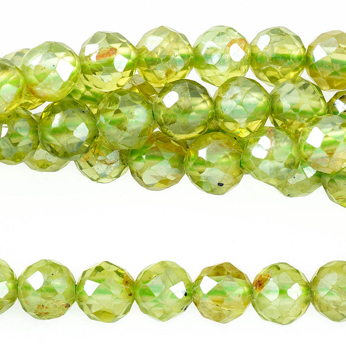 Peridot Plated 4mm Round Faceted - 15-16 Inch - CLEARANCE