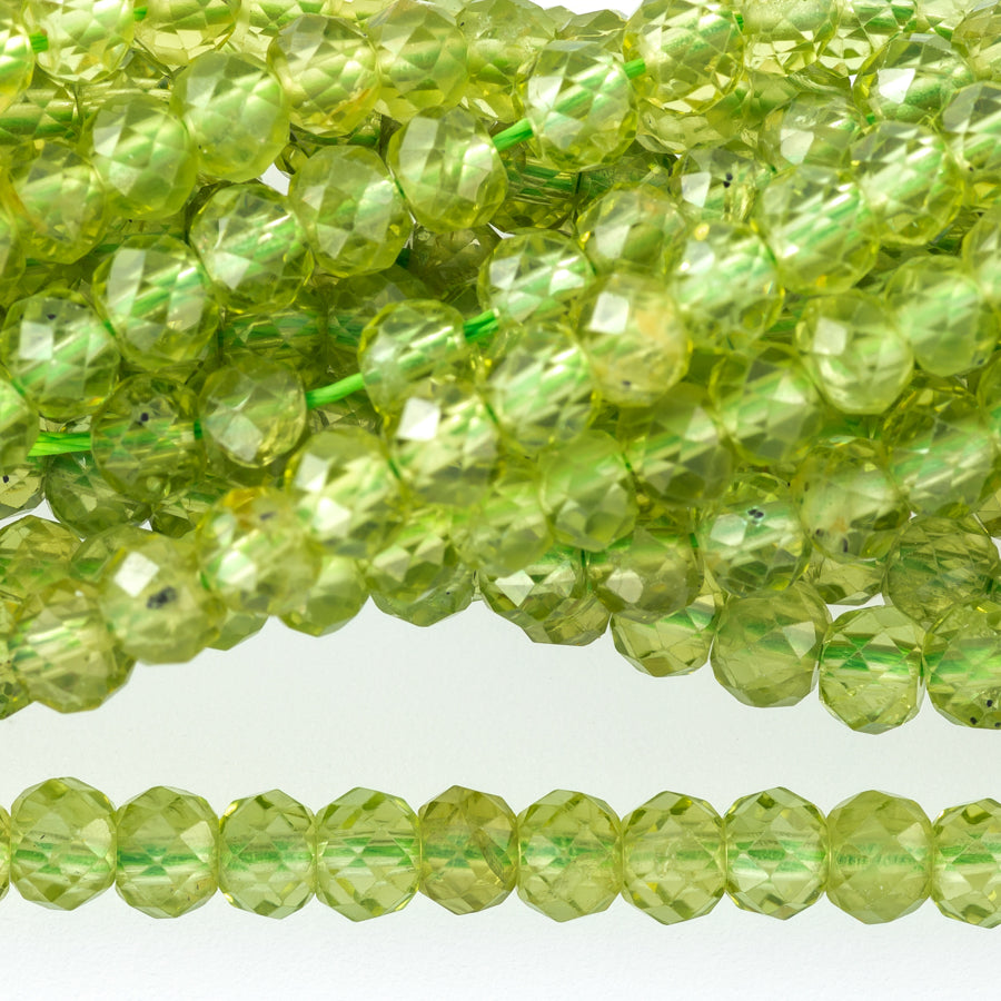 Peridot 4mm Rondelle Faceted A Grade - 15-16 Inch