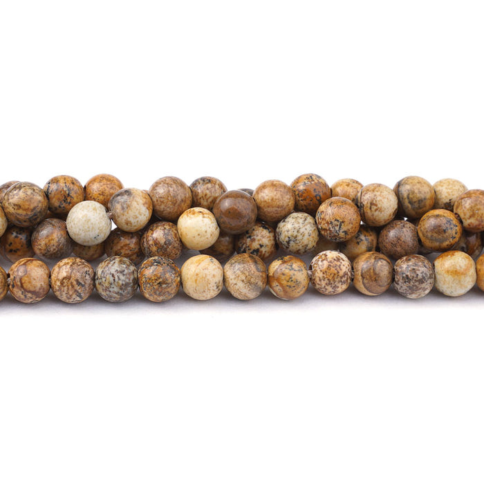 Picture Jasper Natural 6mm Round Large Hole Beads - 8 Inch