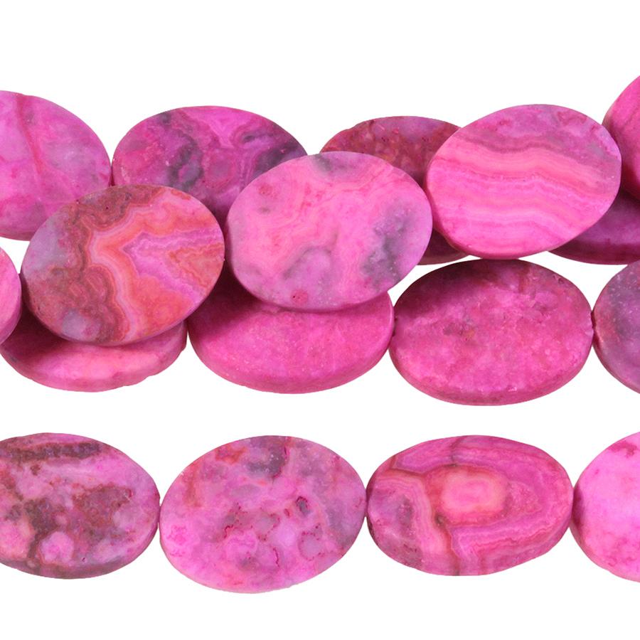 MATTE Pink Crazy Lace Agate 10x14mm Oval 8-Inch