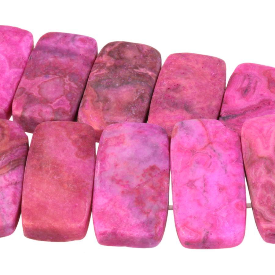 MATTE Pink Crazy Lace Agate 10x20mm Double Drill 8-Inch