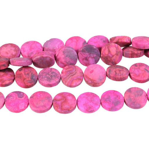 MATTE Pink Crazy Lace Agate 12mm Coin 8-Inch