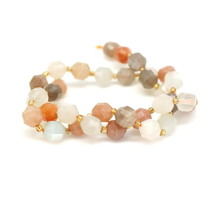 Peach Moonstone Faceted 10mm Energy Prism - 15-16 Inch