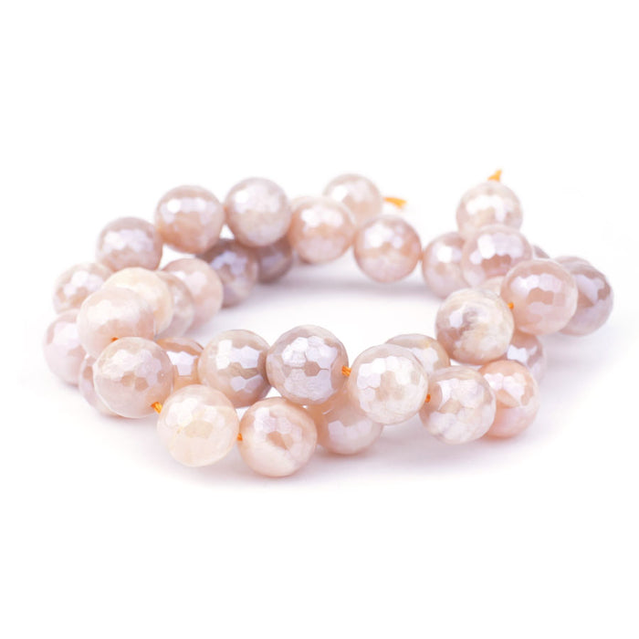 Peach Moonstone Plated 10mm Round Faceted - 15-16 Inch