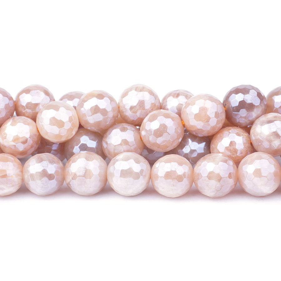 Peach Moonstone Plated 10mm Round Faceted - 15-16 Inch