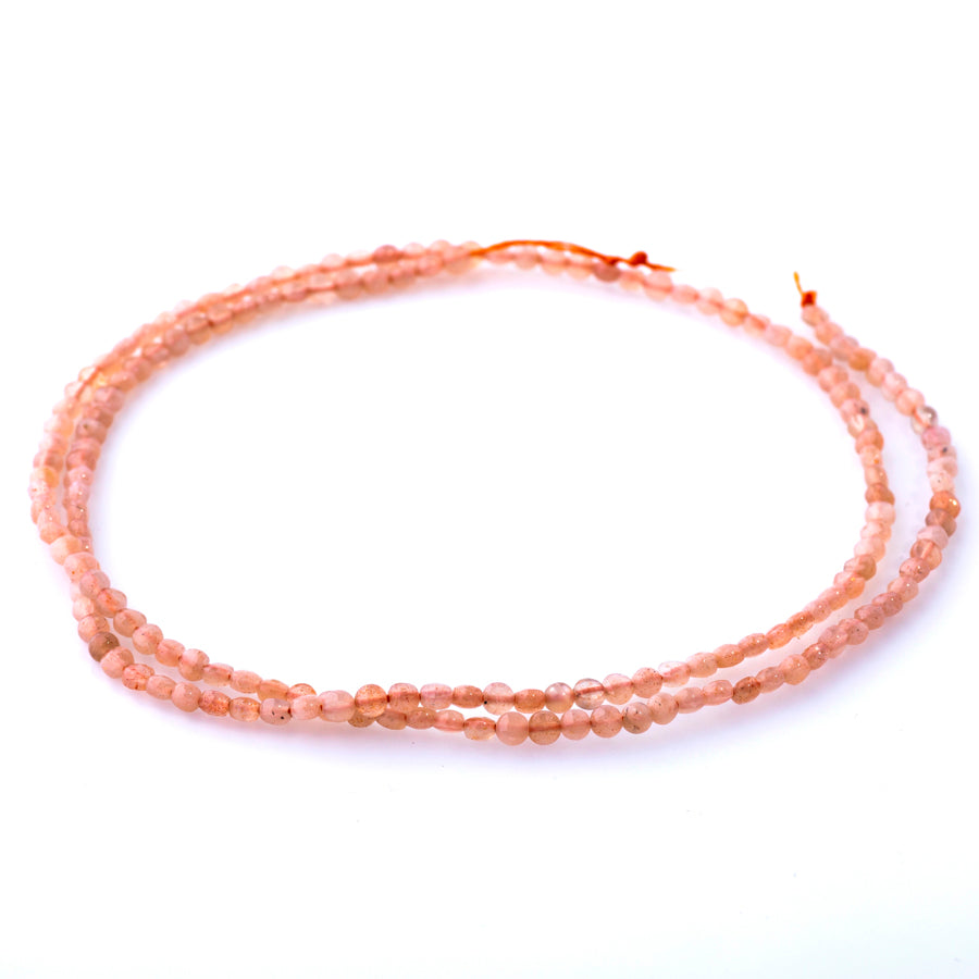 Peach Moonstone Natural 2mm Coin Microfaceted - 15-16 Inch