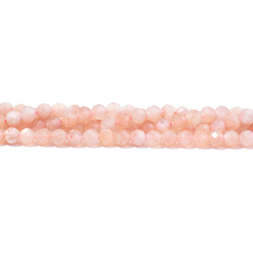 This is a Dakota Stones 4mm Peach Moonstone Gemstone strand with AA grade faceted round beads in 15-16 inch strand.