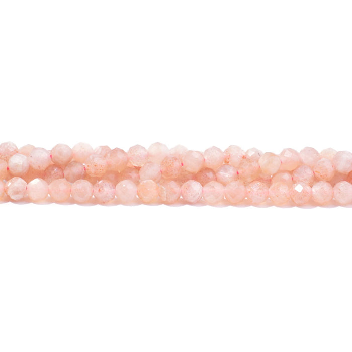 This is a Dakota Stones 4mm Peach Moonstone Gemstone strand with AA grade faceted round beads in 15-16 inch strand.