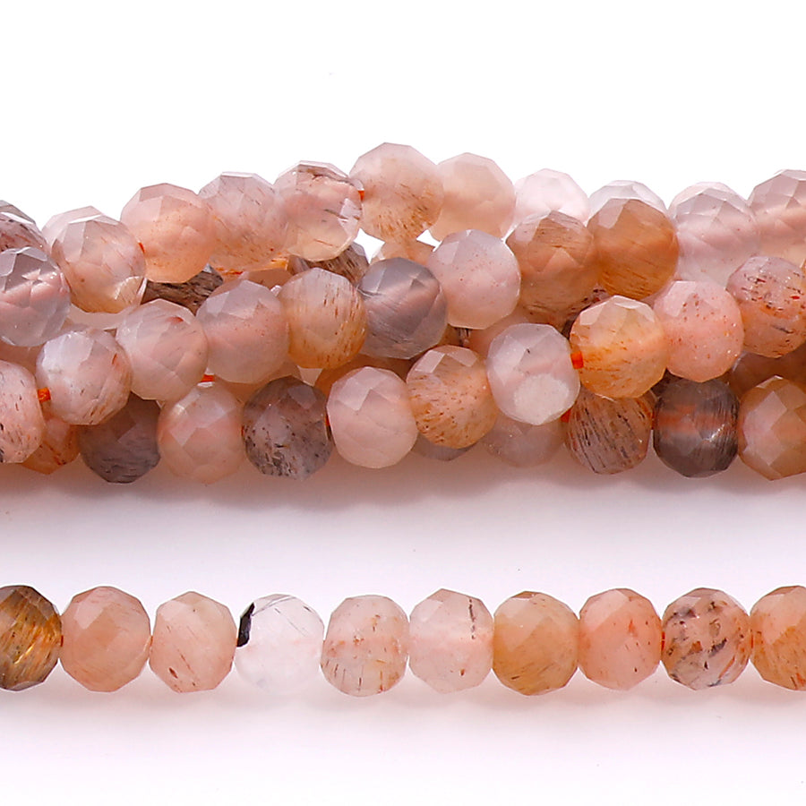 Peach Moonstone Faceted 4mm Rondelle - 15-16 Inch