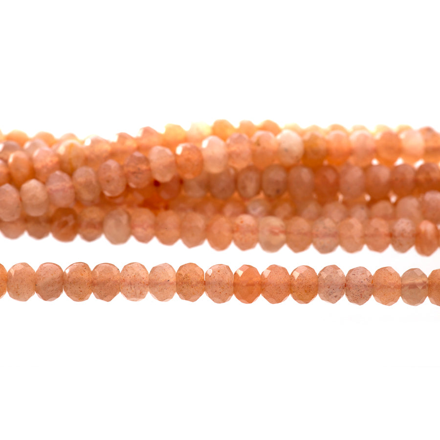 Peach Moonstone 4mm Rondelle Faceted A Grade - 15-16 Inch