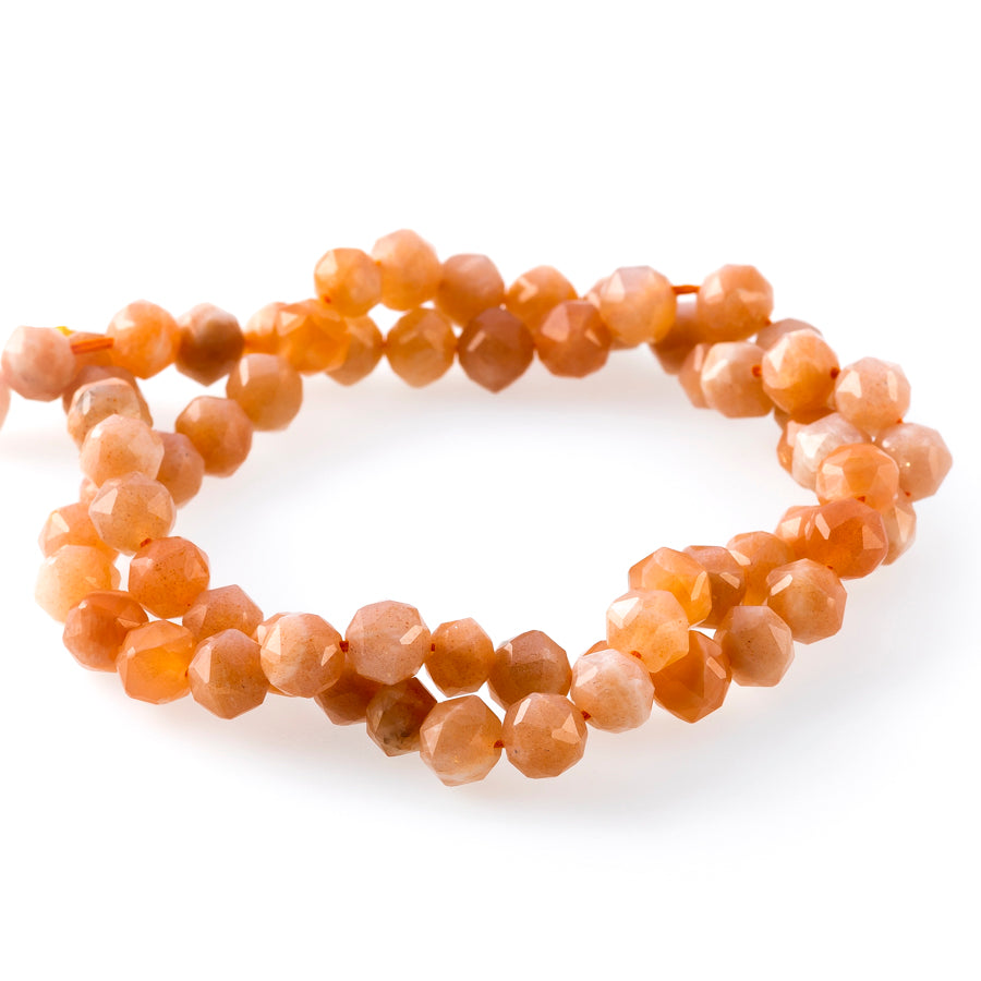 Peach Moonstone 6mm Double Heart Faceted A Grade - 15-16 Inch