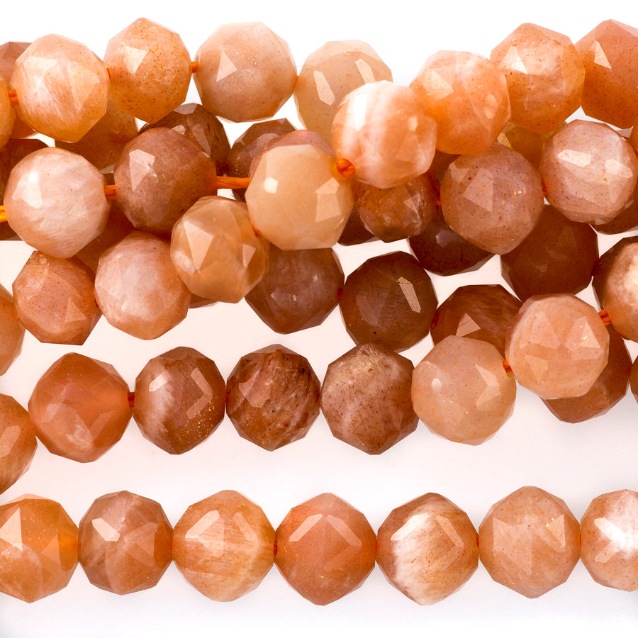 Peach Moonstone 6mm Double Heart Faceted A Grade - 15-16 Inch