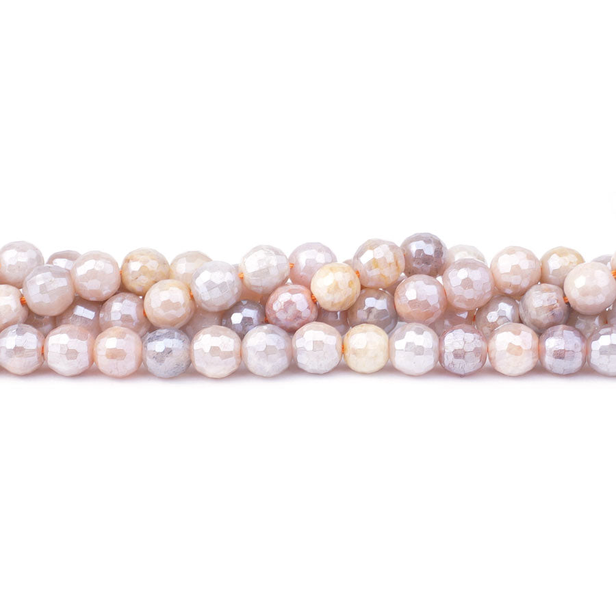 Peach Moonstone Plated 6mm Round Faceted - 15-16 Inch