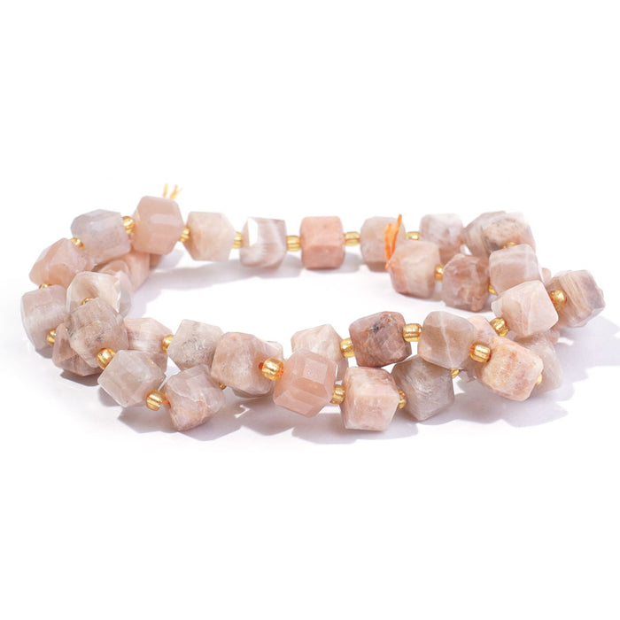 Peach Moonstone 7mm Cube Table Cut A Grade - 15-16 Inch