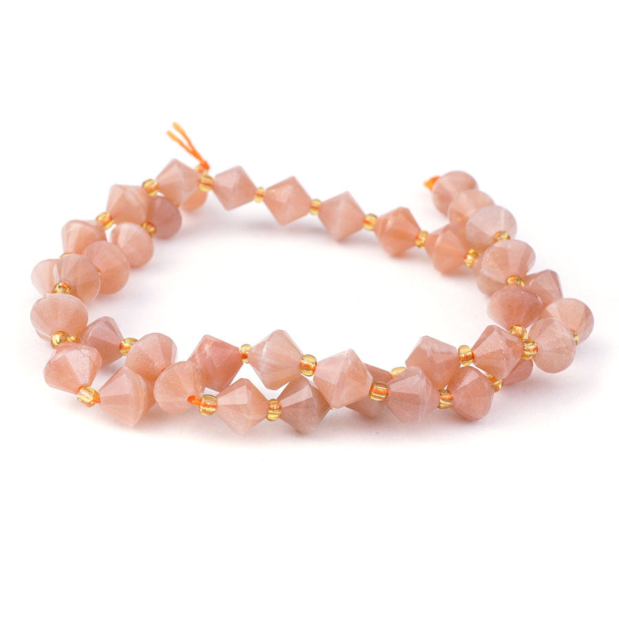 Peach Moonstone Natural 8mm Bicone Faceted A Grade - 15-16 Inch