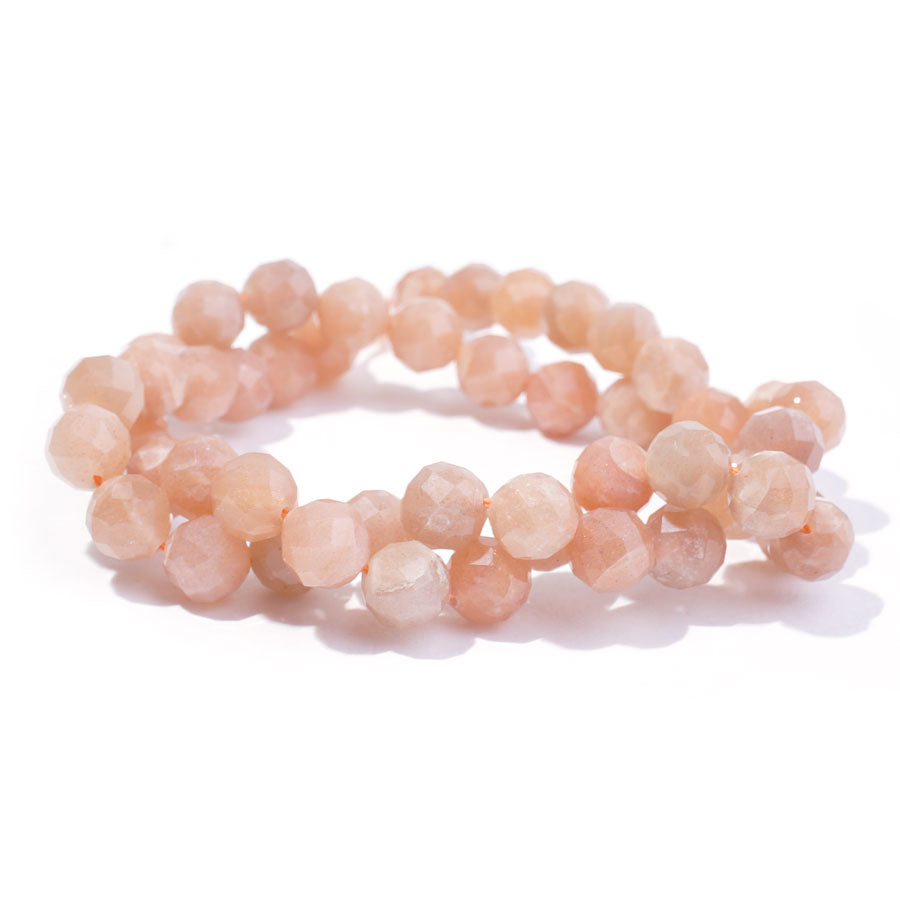 Peach Moonstone 8mm Round Faceted A Grade - 15-16 Inch