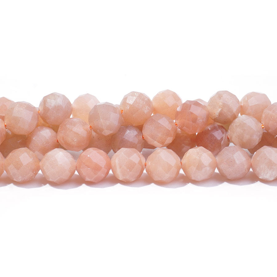 Peach Moonstone 8mm Round Faceted A Grade - 15-16 Inch