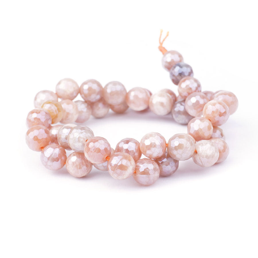 Peach Moonstone Plated 8mm Round Faceted - 15-16 Inch